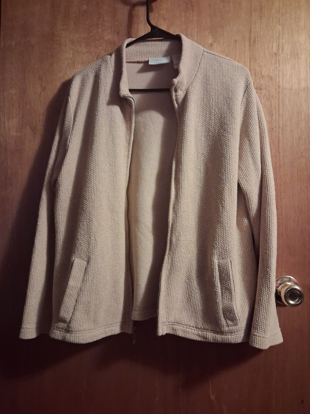 Liz Claiborne Cream Knit Zip Jacket